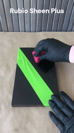 Rubio SheenPlus rozdíl na dřevě před a po